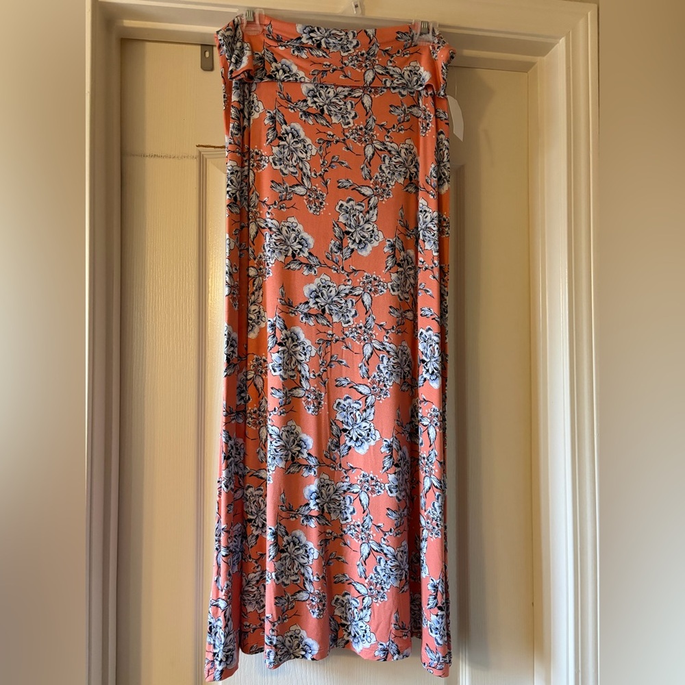 Charlotte Russe Coral Pink Floral Maxi Skirt